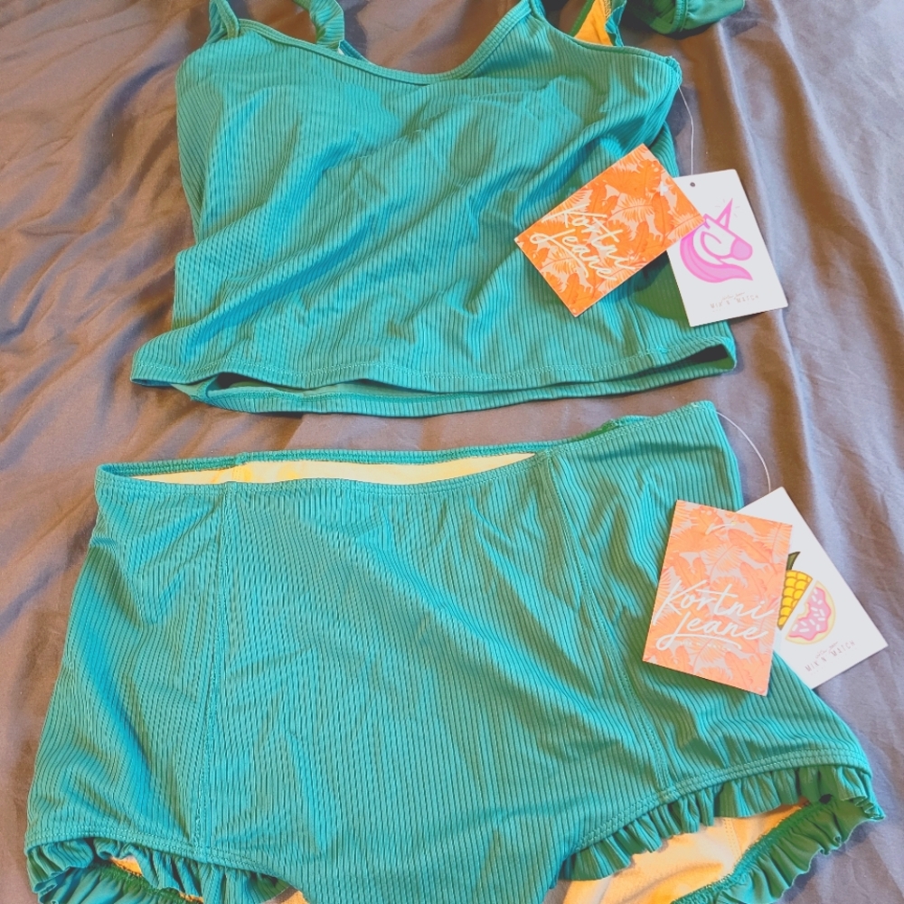 NWT Kortni Jeane size large bikini teal